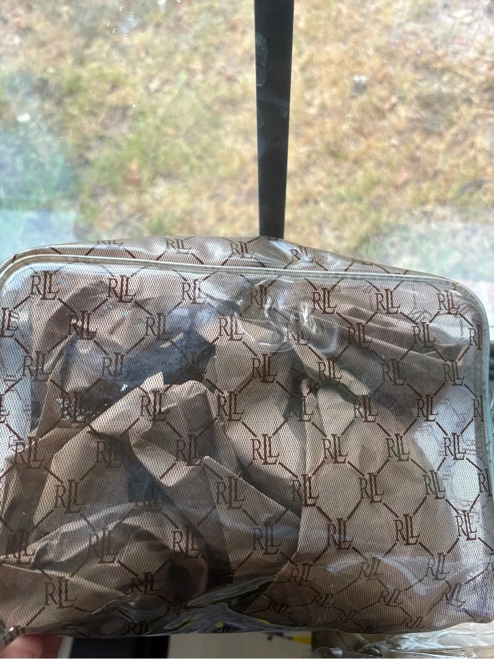 Ralph Lauren Clear w/ Brown RL Monogram Toiletry Bag